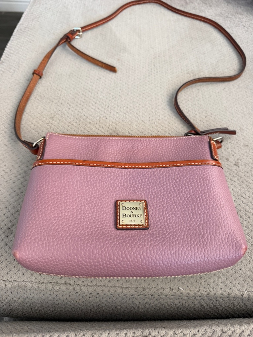 Dooney & Bourke mauve Pebble Leather Crossbody Bag